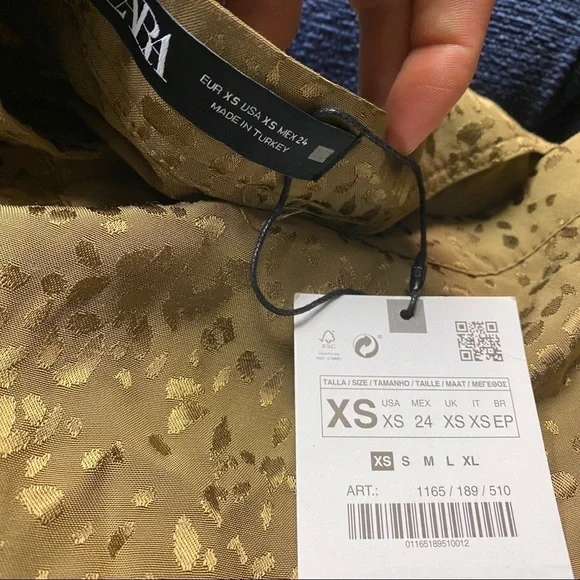 Zara | Jacquard Midi Skirt Oil Green Size XS NWT - Picture 7 of 7